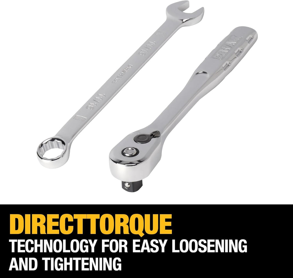 DEWALT 192 Pcs. Mechanics Tool Set, 1/2, 1/4, 3/8 Socket Set, SAE and Metric Socket Wrench Set, Hard Shell Tool Box (DWMT75049)