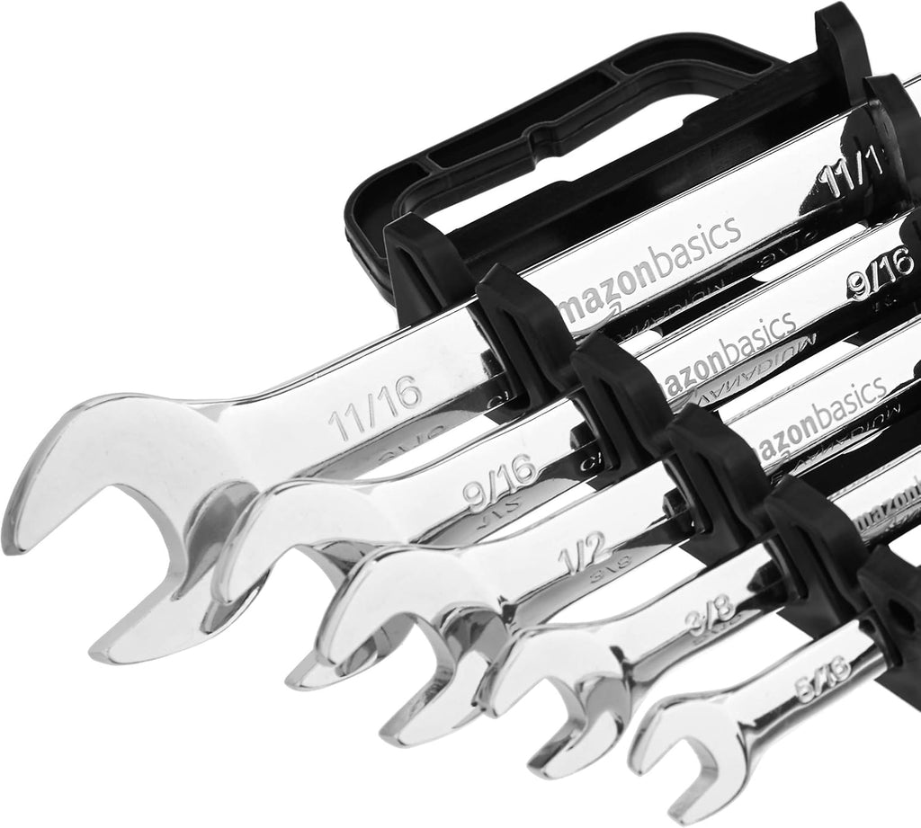 Amazon Basics Ratchet Wrenches Set, Flexible SAE Flex Head, 5-Piece