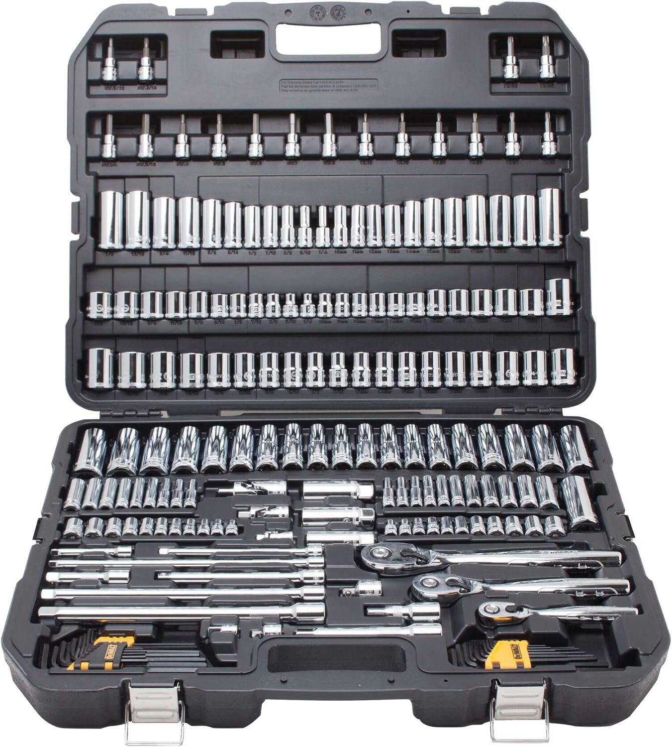 DEWALT 192 Pcs. Mechanics Tool Set, 1/2, 1/4, 3/8 Socket Set, SAE and Metric Socket Wrench Set, Hard Shell Tool Box (DWMT75049)