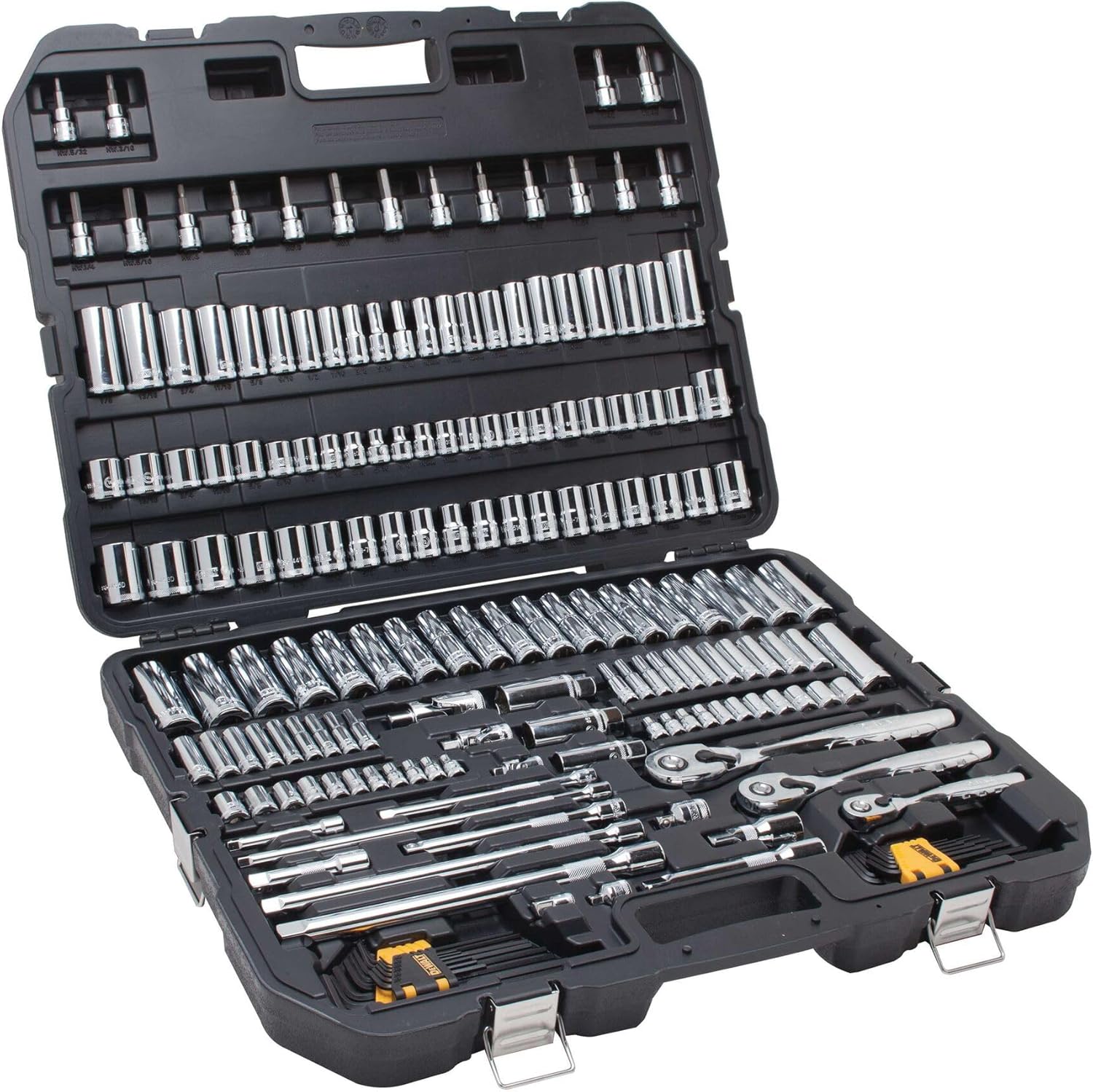 DEWALT 192 Pcs. Mechanics Tool Set, 1/2, 1/4, 3/8 Socket Set, SAE and Metric Socket Wrench Set, Hard Shell Tool Box (DWMT75049)