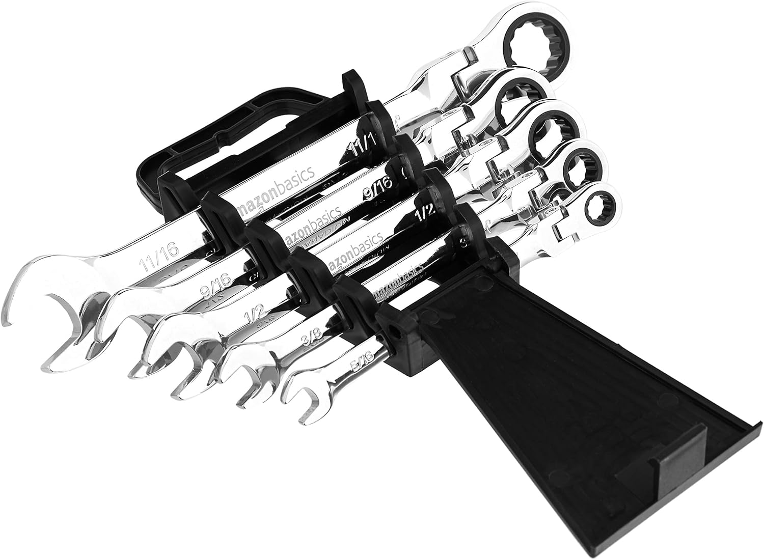 Amazon Basics Ratchet Wrenches Set, Flexible SAE Flex Head, 5-Piece