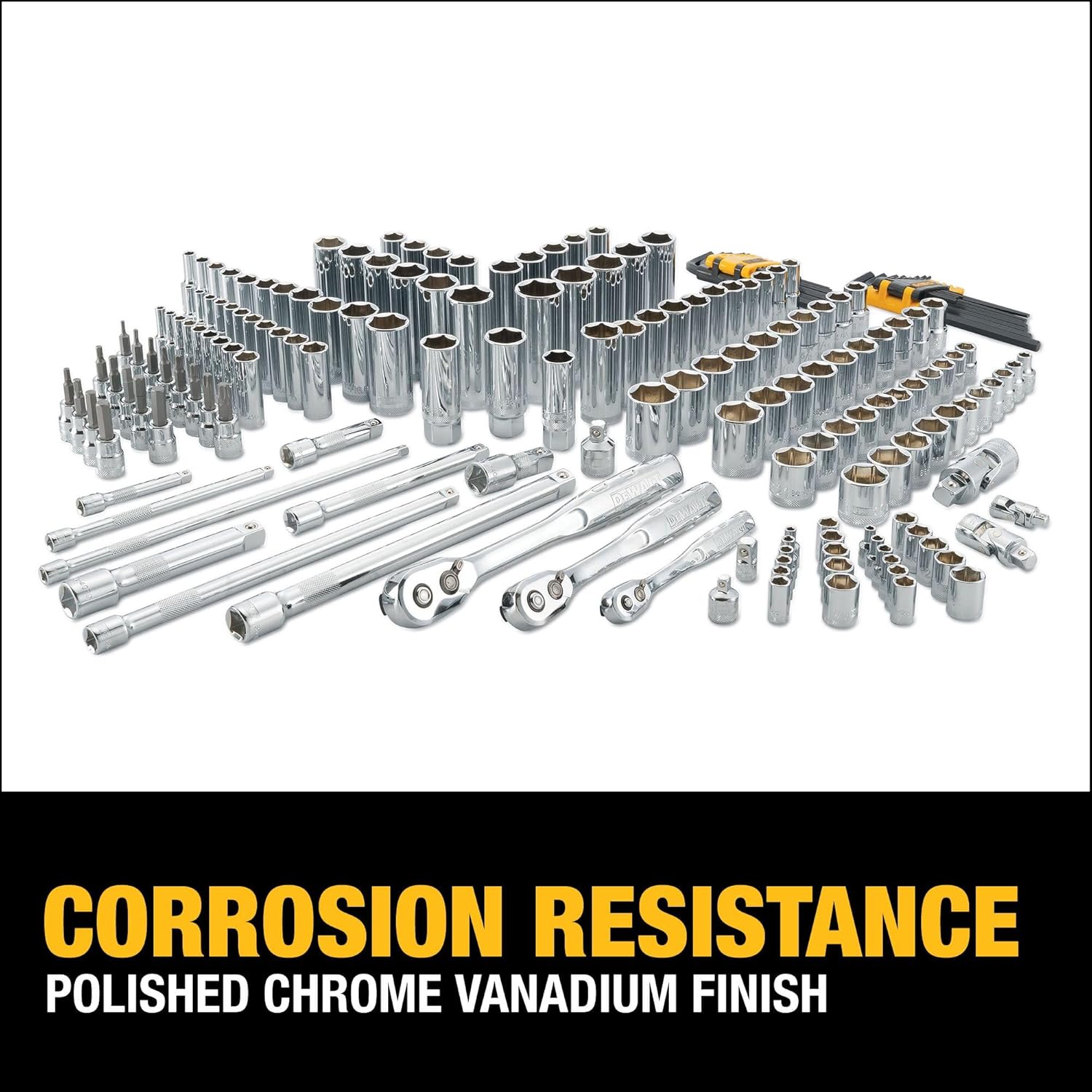 DEWALT 192 Pcs. Mechanics Tool Set, 1/2, 1/4, 3/8 Socket Set, SAE and Metric Socket Wrench Set, Hard Shell Tool Box (DWMT75049)